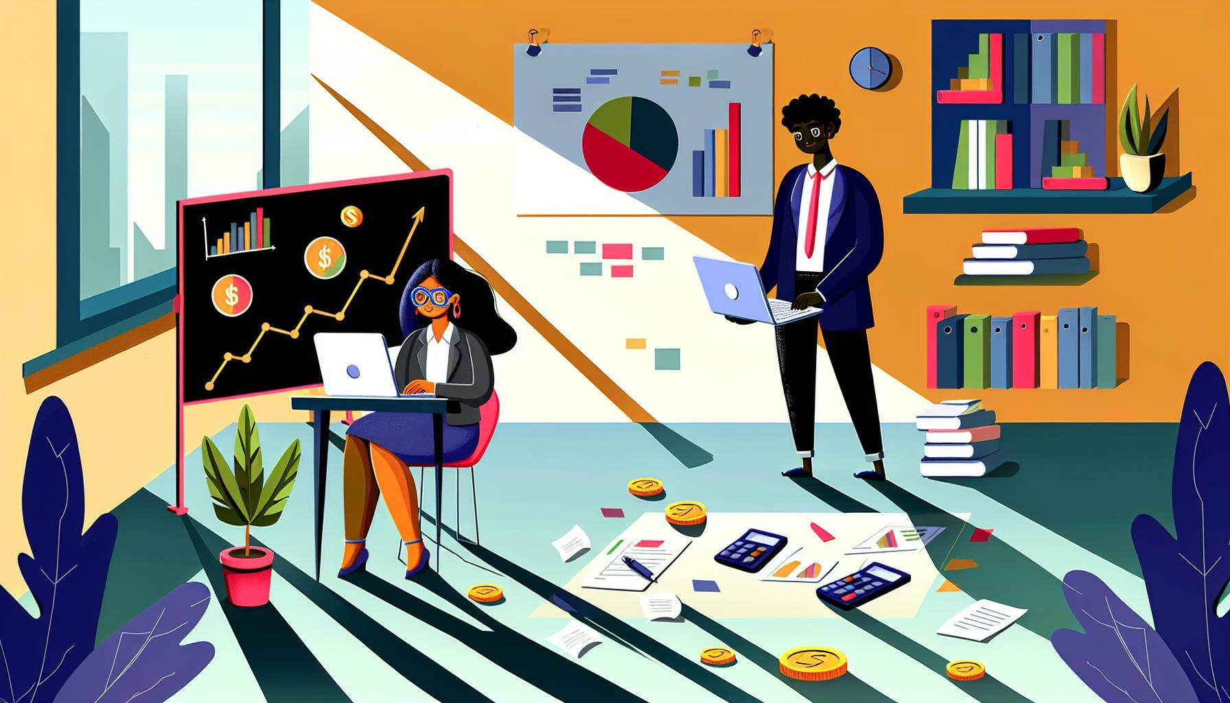 Cartoon image of business finances
